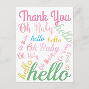 Carte Postale Oh Baby Personnalisé Fille Rose