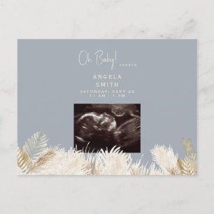 Carte Postale Oh Baby Ultrasound Dusty Baby shower bleu