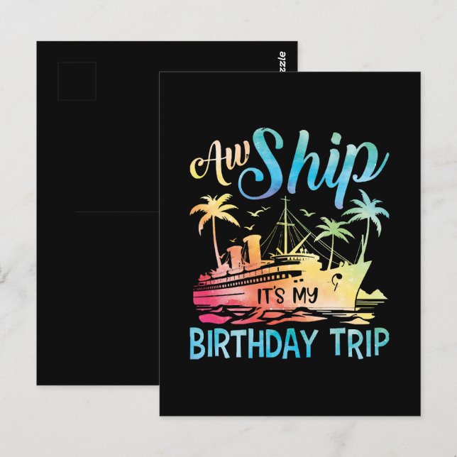 Carte Postale Oh Bateau C'est Mon Voyage D'anniversaire (Devant / Derrière)
