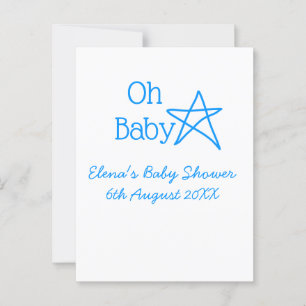 Carte Postale Oh bébé bleu étoile baby shower ajouter nom passé 