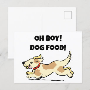 Carte Postale Oh Boy Chien Nourriture Affamé Chiot Illustration 