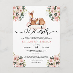 Carte Postale Oh Deer Aquarelle Baby shower végétal