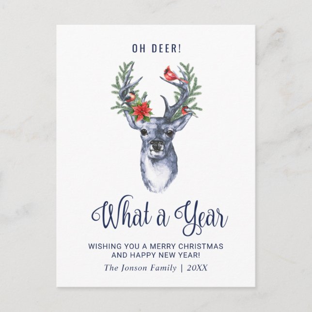 Carte Postale Oh Deer Quelle année Noël Noël voeux (Devant)