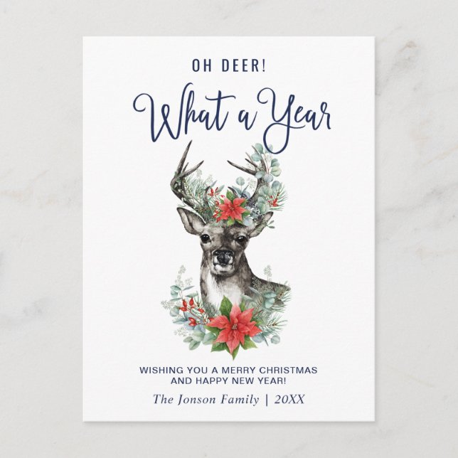 Carte Postale Oh Deer Quelle année Noël Voeux de Noël Pos (Devant)