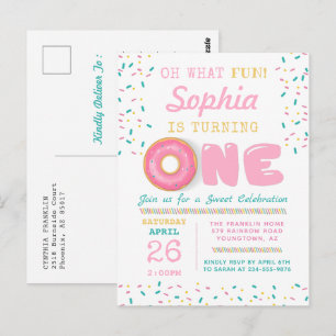 Carte Postale Oh Quelle Fête Donut Première Fête D'anniversaire