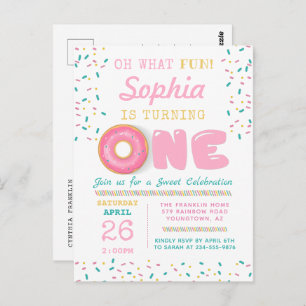 Carte Postale Oh What Fun Donut First Birday Party