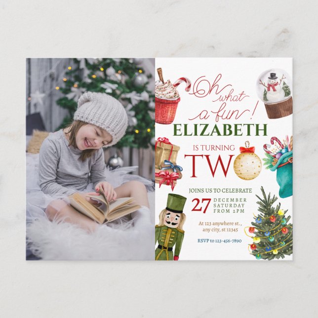 Carte Postale Oh What Fun Noël 2e Anniversaire Photo (Devant)