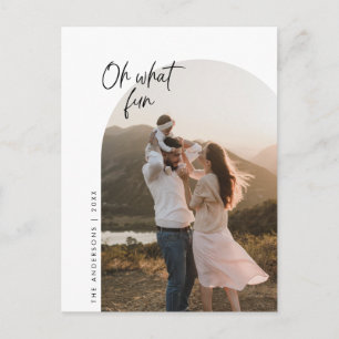 Carte Postale Oh What Fun, Photo Famille, Cadres Arch Salutation