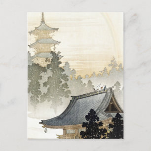 Carte Postale Ohara Koson Pagode et affiche arc-en-ciel