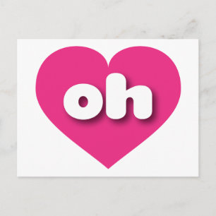 Carte Postale Ohio coeur rose chaud - J'aime oh