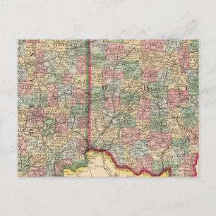 Carte Postale Ohio, Indiana Map par Mitchell