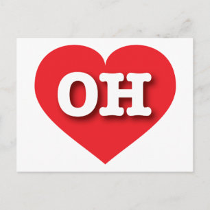 Carte Postale Ohio Red Heart - J'aime OH