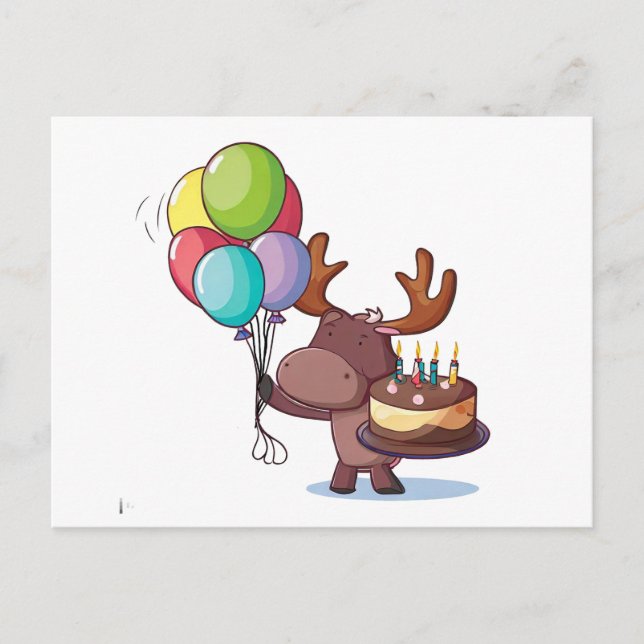Carte Postale Oie avec ballon et gâteau (Devant)