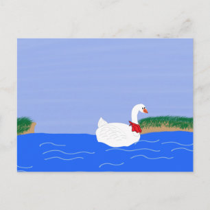 Carte Postale Oie blanche dans l'art du dessin sur le lac
