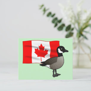 Carte Postale Oie canadienne et drapeau