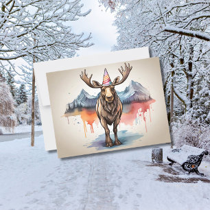 Carte Postale Oie d'Alaska portant un casquette d'anniversaire