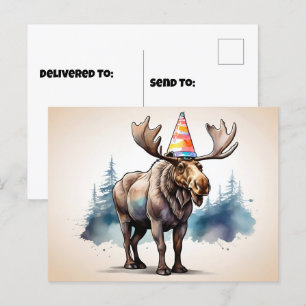 Carte Postale Oie d'Alaska portant un casquette d'anniversaire