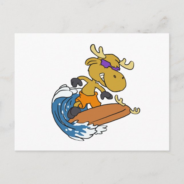 Carte Postale Oie surfeuse sur Blue Ocean Wave | choisir la coul (Devant)