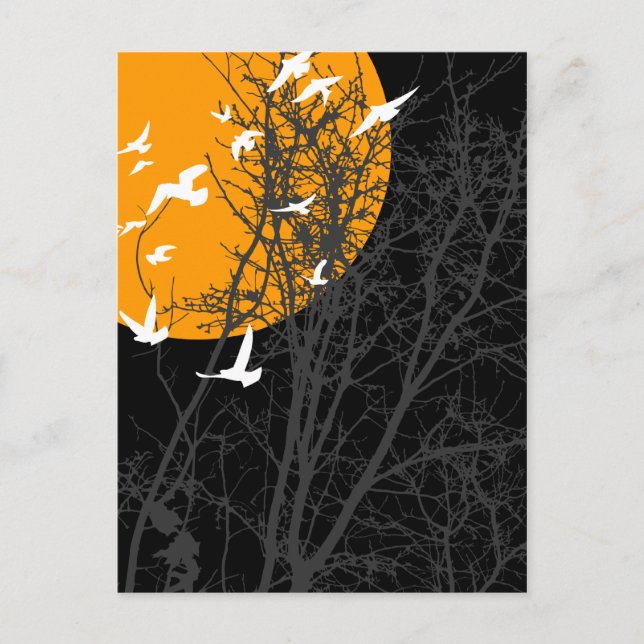 Carte Postale oiseau à silhouette (Devant)