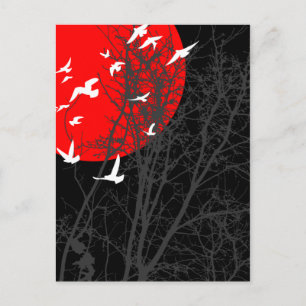 Carte Postale oiseau à silhouette