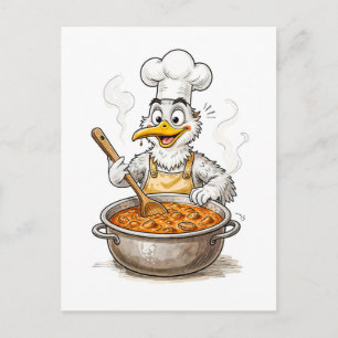 Carte Postale Oiseau comique cuisinant Labskaus