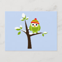 Oiseau de Chouette Carton vert neige mignon