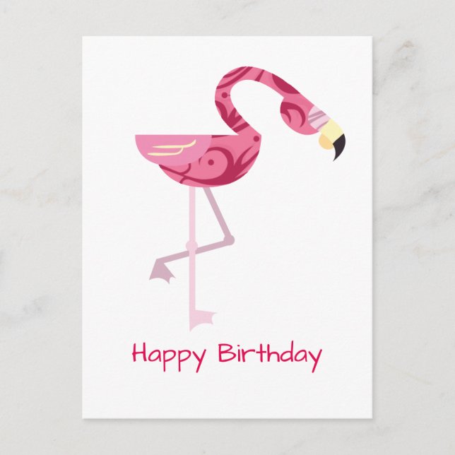 Carte Postale Oiseau de Flamant rose rose personnalisé (Devant)