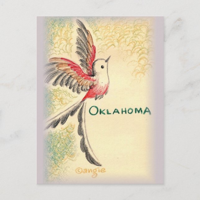 Carte Postale Oiseau de l'Oklahoma Scissortail (Devant)
