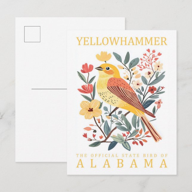 Carte Postale Oiseau de marteau jaune de l'Alabama USA Travel (Devant / Derrière)