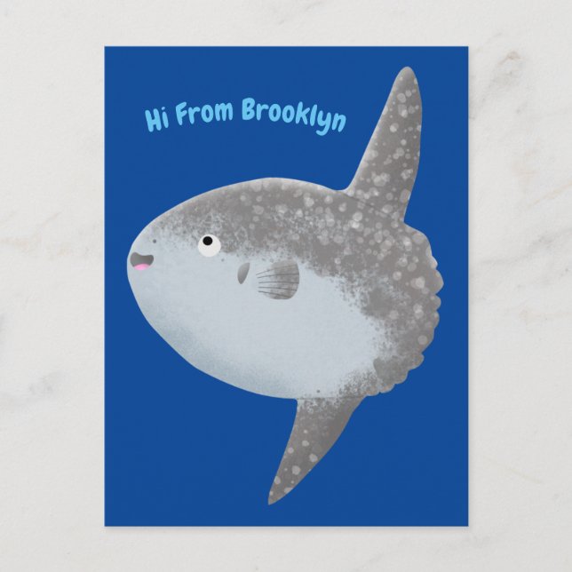 Carte Postale Oiseau de mer mola mola mignonne caricature (Devant)