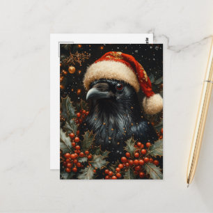 Carte Postale Oiseau de Noël noir festif