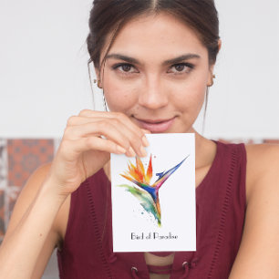 Carte Postale Oiseau de paradis fleur exotique clair aquarelle