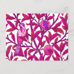 Carte Postale Oiseau et grenade Art Nouveau, Fuchsia & Violet