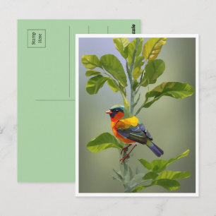 Carte Postale Oiseau lunaire Abstrait Sur Branche D'Arbre