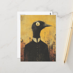Carte Postale Oiseau noir dans une fantaisie de robe noire