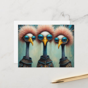 Carte Postale Oiseaux amusants en sueur