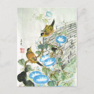 Carte Postale oiseaux au mur