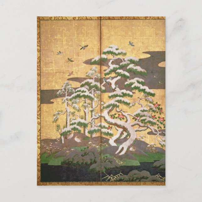 Carte Postale Oiseaux avec des fleurs d'automne et d'hiver (Devant)