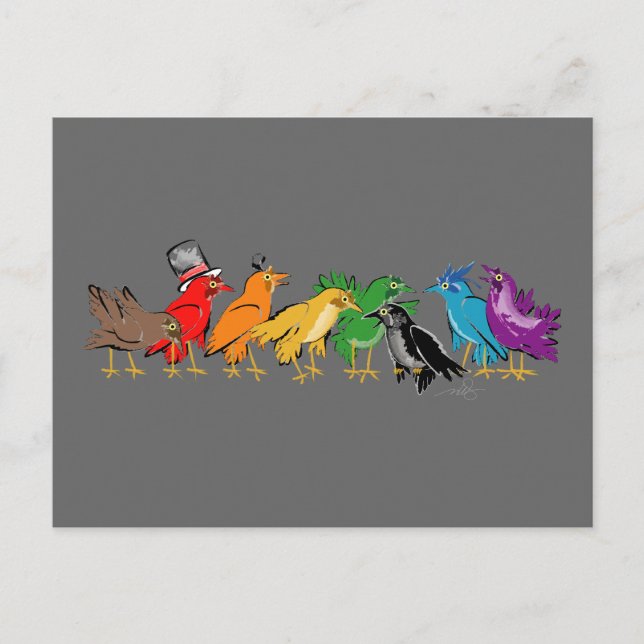 Carte Postale Oiseaux colorés d'une plume (Devant)