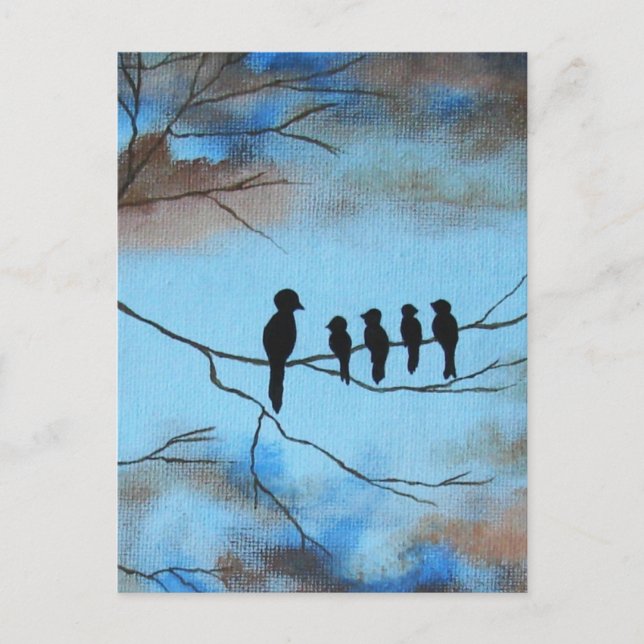 Carte Postale Oiseaux dans l'arbre dans le ciel Fête des Mères A (Devant)