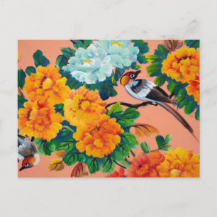 Carte Postale Oiseaux d'aquarelle vintages