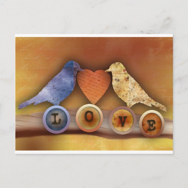 Carte Postale oiseaux de l'amour (Devant)