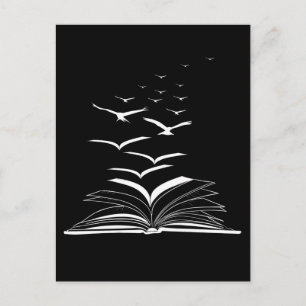 Carte Postale Oiseaux de livre volant Bibliothèque Ver de livre 