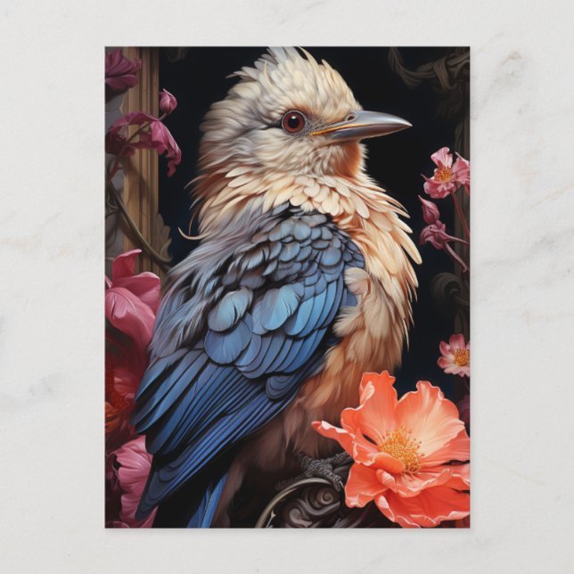 Carte Postale Oiseaux et fleurs (Devant)