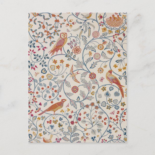 Carte Postale Oiseaux et fleurs, William Morris (Devant)