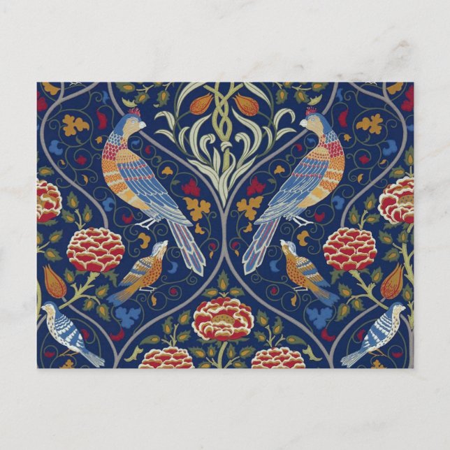 Carte Postale Oiseaux et fleurs, William Morris (Devant)