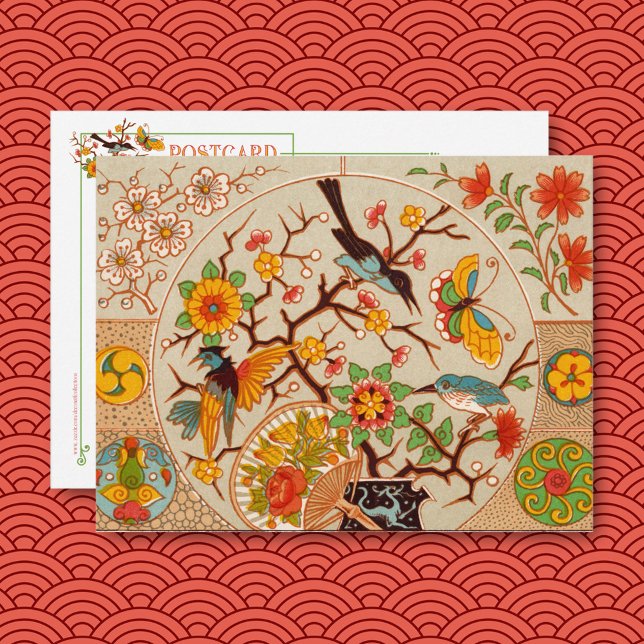 Carte postale Oiseaux et papillons (Créateur téléchargé)