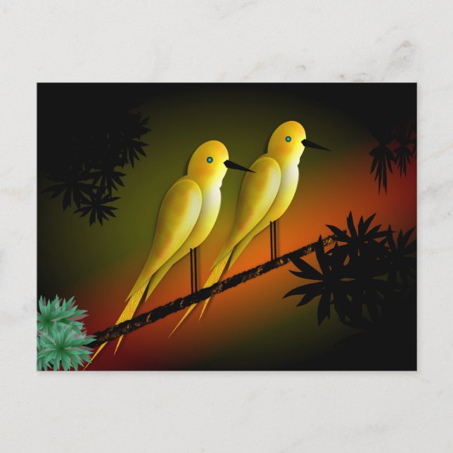CARTE POSTALE OISEAUX JAUNES (Devant)