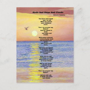 CARTE POSTALE OISEAUX, NAVIRES ET NUAGES