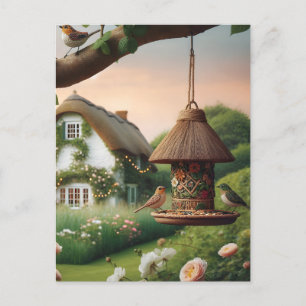 Carte Postale Oiseaux nourriciers et oiseaux Cottagecore Nature 